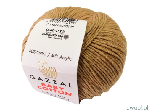 Włóczka Baby Cotton Gazzal 3424 kolor beżowy