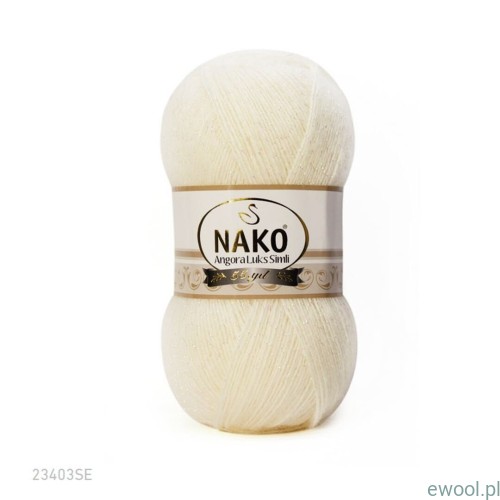 Włóczka Angora Luks Simli NAKO 23403SE kolor ecru z błyszczącą nitką