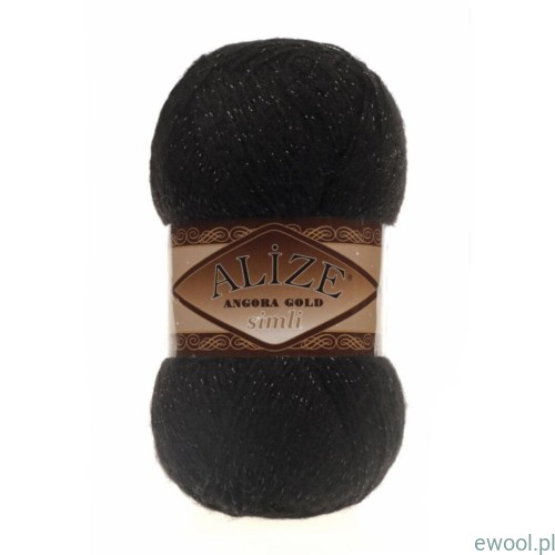 Włóczka Angora Gold Simli Alize kolor 60 czarny z błyszczącą nitką