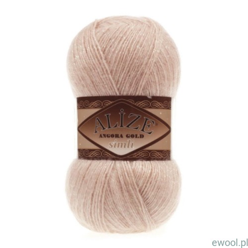 Włóczka Angora Gold Simli Alize kolor 404 brudny róż z błyszczącą nitką