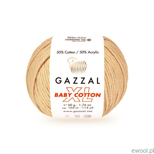 Włóczka Baby Cotton XL Gazzal kolor 3445 beżowy
