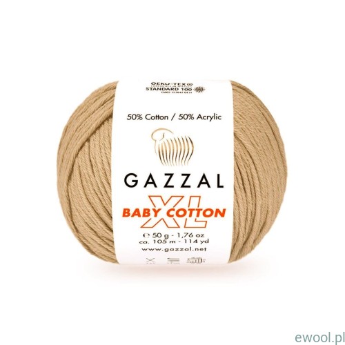 Włóczka Baby Cotton XL Gazzal kolor 3446 beżowy