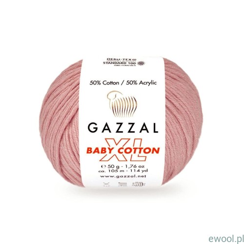 Włóczka Baby Cotton XL Gazzal kolor 3444 brudny róż