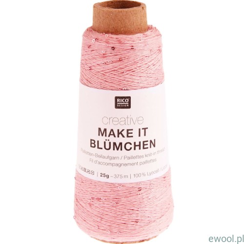 Włóczka Creative Make It Blümchen Rico Design kolor 001 różowy z cekinami