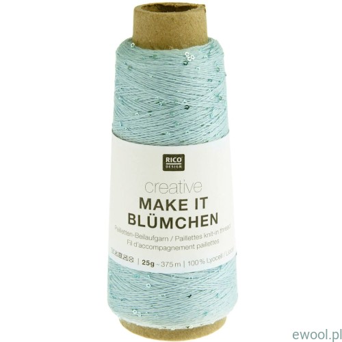 Włóczka Creative Make It Blümchen Rico Design kolor 003 niebieski z cekinami