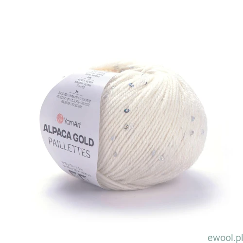 Włóczka Alpaca Gold Paillettes YarnArt kolor 9301 ecru