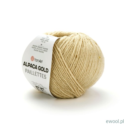 Włóczka Alpaca Gold Paillettes YarnArt kolor 9302 beżowy