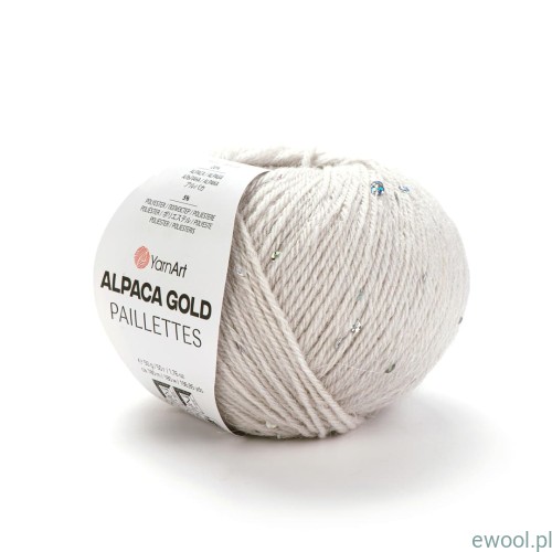 Włóczka Alpaca Gold Paillettes YarnArt kolor 9303 jasny szary