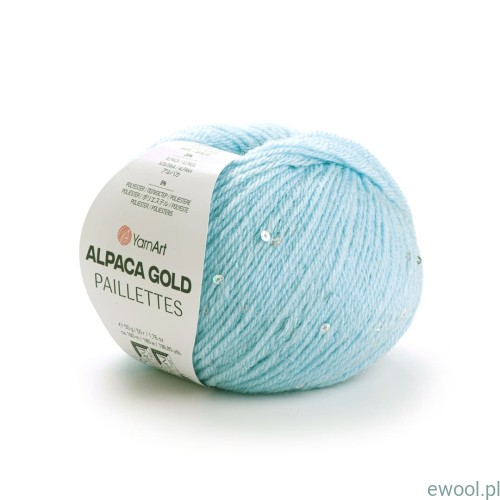Włóczka Alpaca Gold Paillettes YarnArt kolor 9305 jasny niebieski