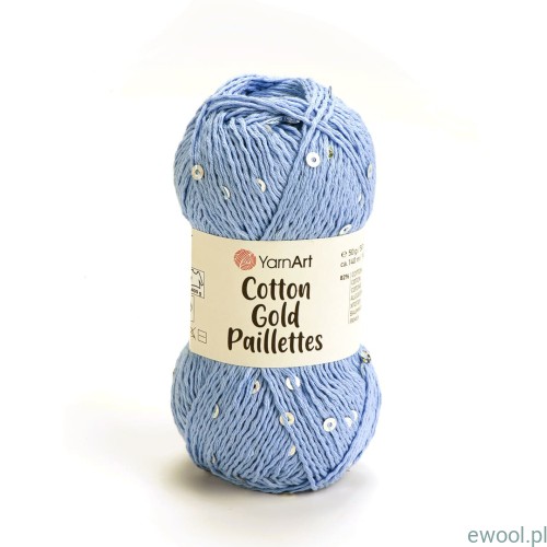 Włóczka Cotton Gold Paillettes YarnArt kolor 7110 niebieski