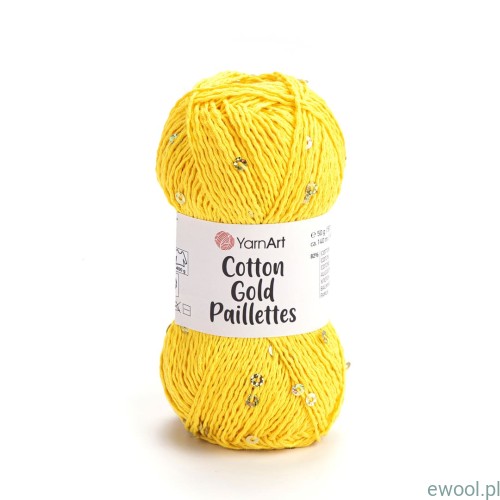 Włóczka Cotton Gold Paillettes YarnArt kolor 7106 żółty