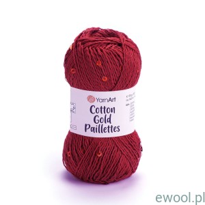 Włóczka Cotton Gold Paillettes YarnArt kolor 7117 cegła
