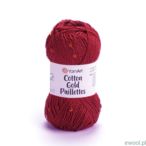 Włóczka Cotton Gold Paillettes YarnArt kolor 7117 cegła