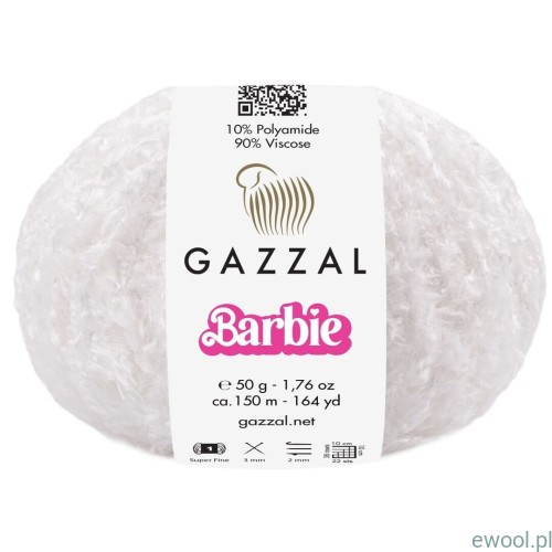 Włóczka fantazyjna Barbie Gazzal kolor 10700 złamana biel
