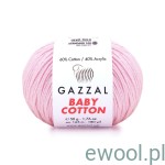 Włóczka  Baby Cotton 3411  kolor jasny różowy
