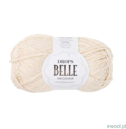 Wóczka Drops Belle Uni Colour kolor 02 ecru
