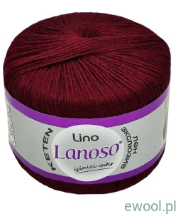 Włóczka Lino Lanoso kolor 957 bordo 50g/175m
