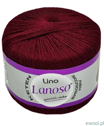 Włóczka Lino Lanoso kolor 957 bordo 50g/175m