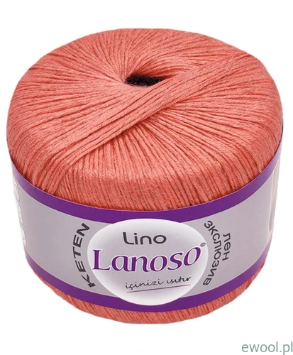 Włóczka Lino Lanoso kolor 934 łososiowy 50g/175m