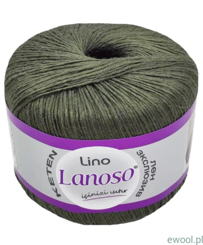 Włóczka Lino Lanoso kolor 912 khaki 50g/175m