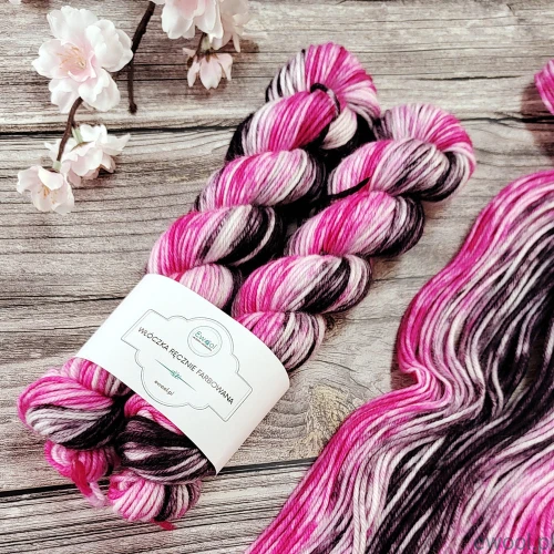 Włóczka skarpetkowa ręcznie farbowana Twin Skeins 200m/100g kolor 3447 Czekolada z malinami